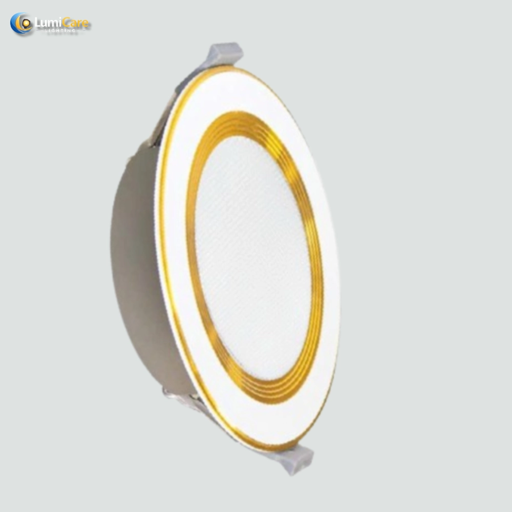 Đèn Led Âm Trần Eyecare Chống Ẩm 10W Đơn Sắc Viền Vàng