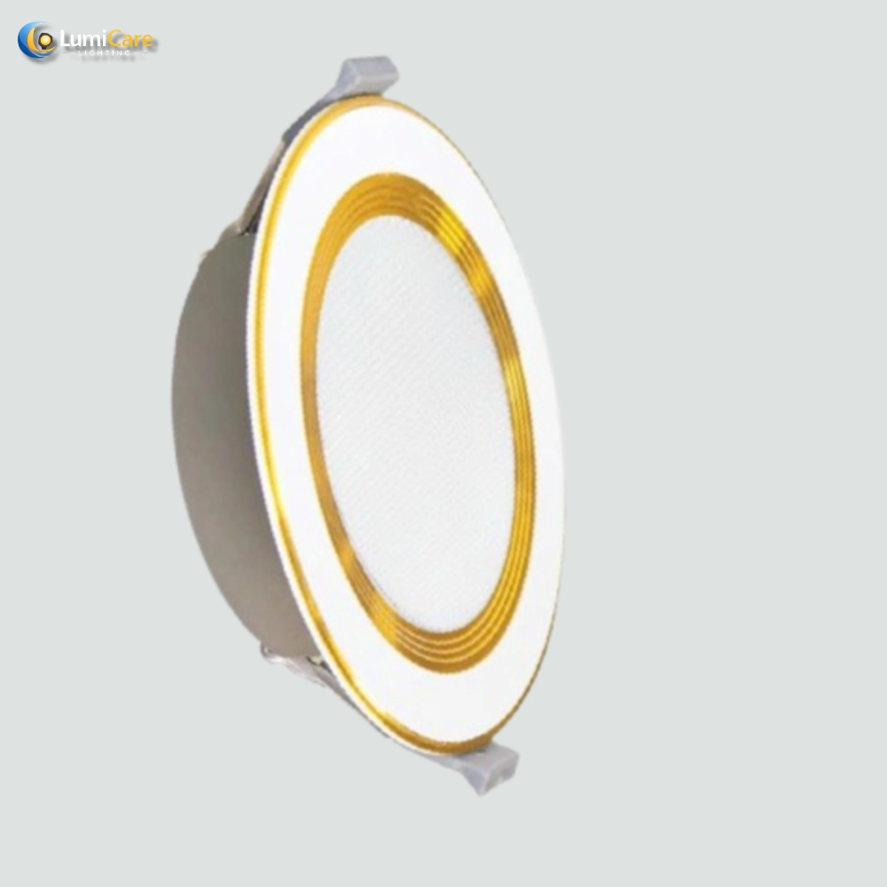 Đèn Led Âm Trần Eyecare Chống Ẩm 10W 3 Màu Viền Vàng