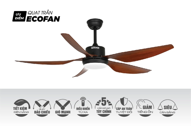 Quạt Trần ECOFAN Sapphire Màu Bạc Giải Pháp Thông Minh Cho Mùa Hè Nóng Nực